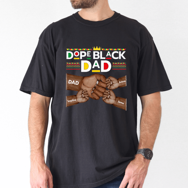 dope black dad shirt personalized kids names fathers day gift 3 1