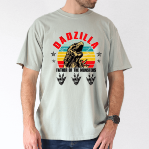 Personalized Dadzilla Tee, Retro Monster Dad with Kids' Names - The Best Father's Day Gift