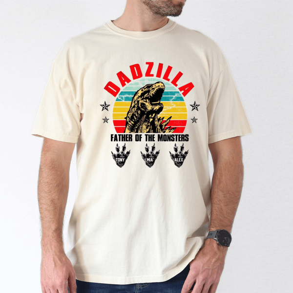 personalized dadzilla tee retro monster dad with kids names 4 1