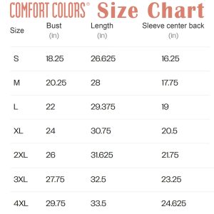 sizechart comfort 1717 1