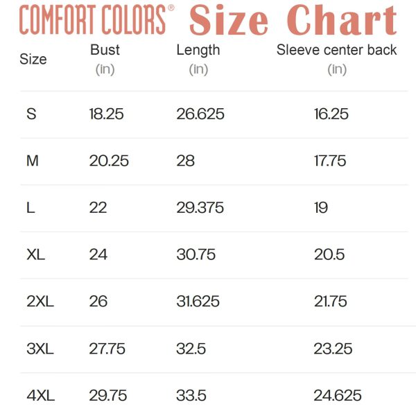 sizechart comfort 1717 1