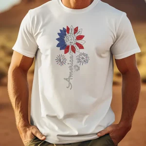 4th of July T-Shirt – Independence Day Gift, Front Print Short Sleeve Tee, Casual & Breathable Summer Top