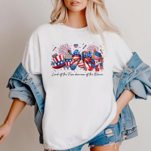 America Land of the Free T-Shirt – Because of the Brave 4th of July Tee – Patriotic Independence Day Shirt