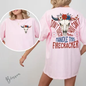 Floral American Flag T-Shirt – 4th of July Women’s Tee, Comfort Colors Patriotic T-Shirt, Make America Cowboy Again, Country Girl Style