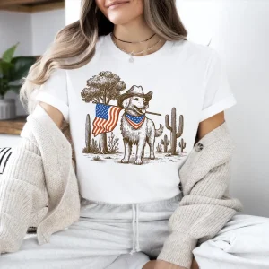 American Dog USA Flag Shirt – Retro 4th of July Patriotic Tee – Vintage Independence Day Dog Shirt