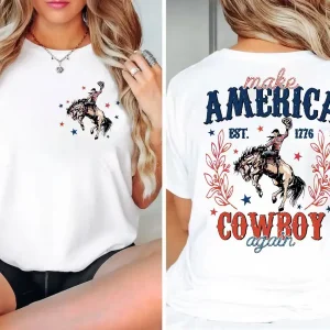Make America Cowboy Again T-Shirt, Western 4th of July, Est 1776 America T-Shirt, Fourth Of July Shirt, Patriotic USA Shirt