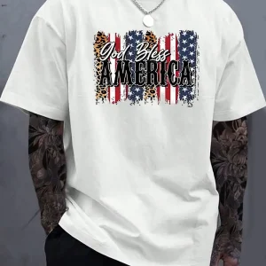 Men’s Streetwear T-Shirt – Front Letter Print Cotton Tee – Casual Fit for Father’s Day Gift