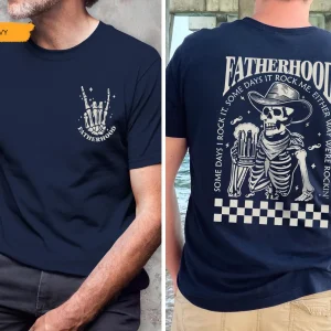 Fatherhood Beer T-Shirt, Skeleton Cool Dad Club Tee, Western Cowboy Dad, Father's Day Shirt, Funny First Time Dad Gift, New Dad