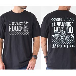 Funny Fatherhood T-Shirt, Surviving Fatherhood One Beer at a Time Tee, Fathers Day Shirt, Gift For Dad, Skeleton Dad, Dad Jokes