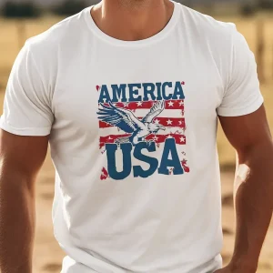 Independence Day Gift – Men’s Round Neck Casual Cotton T-Shirt – Breathable & Fashionable for Summer, Spring & Autumn