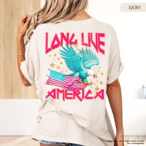 Long Live America T-Shirt – Patriotic Eagle & USA Flag Tee – 4th of July Independence Day American Flag Shirt