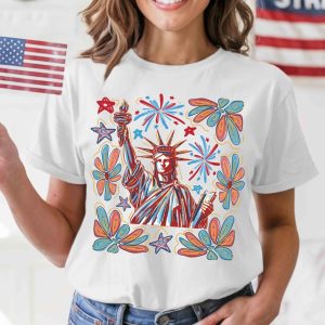 Fourth of July T-Shirt – Land of the Free Patriotic Statue of Liberty Independence Day Gift