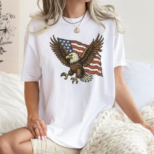 Patriotic Eagle Cowboy T-Shirt – Western Country USA Tee for 4th of July – American Pride Eagle T-Shirt for Men