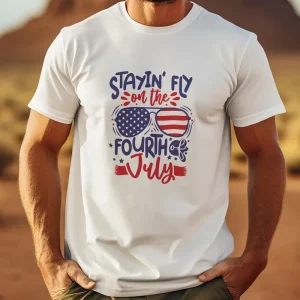 4th of July Red and Blue Shirt – Men's Patriotic Short Sleeve Tee, Comfortable & Breathable Summer Top, Casual USA Flag T-Shirt