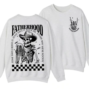 Fatherhood Beer Sweatshirt, Skeleton Cool Dad Club Shirt, Western Cowboy Dad, Father's Day, Funny First Time Dad Gift, New Dad