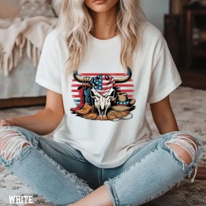 Yeehaw USA Western 4th of July T-Shirt – Country Cowgirl Cowboy Patriotic Tee, American Flag Rodeo Graphic Tee
