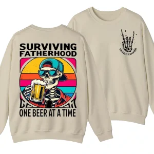 Fatherhood Sweatshirt, Funny Skeleton Dad Shirt, First Time Dad, Retro Fathers Day Gift, Gift for Husband, Full Sizes