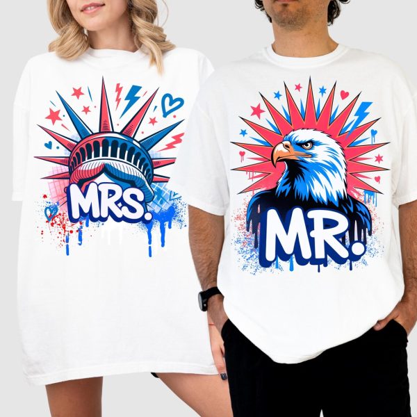 4th Of July Matching Couple Shirts