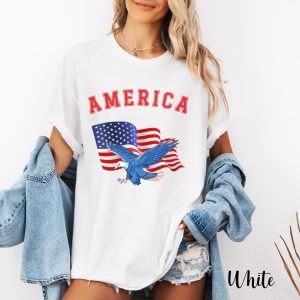 American Eagle Flag T-Shirt – Patriotic USA Tee for 4th of July – Comfort Colors Independence Day Gift