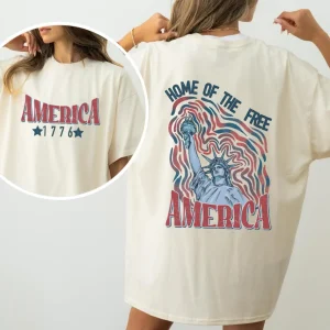 1776 America Comfort Colors Shirt – Patriotic 4th of July Tee – USA “Home of the Free” T-Shirt