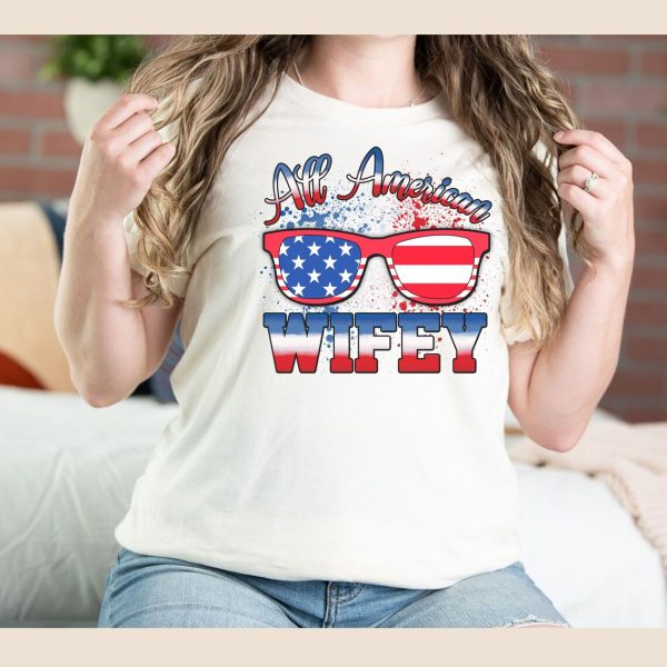 All American Hubby and Wifey T Shirt 1