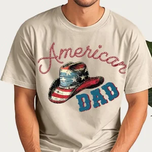 American Dad Shirt ? Patriotic Cowboy Hat USA Flag T-Shirt