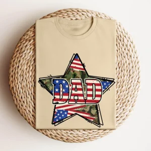 American Flag Dad Tee, Star Dad T-Shirt, USA Flag Tshirt, USA Dad Shirt for 4of July, Independent Day, Father's Day, Big America