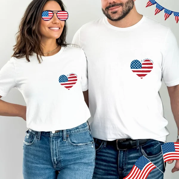 American Flag Heart Couple Shir 1