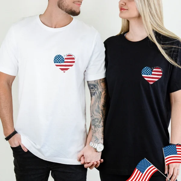 American Flag Heart Couple Shir 2