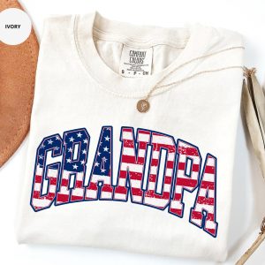 American Grandpa T-Shirt Patriotic Pops Tee Fathers Day for Papa Matching Family 4th July Gift Fireworks Celebration USA Flag Grandfather Club