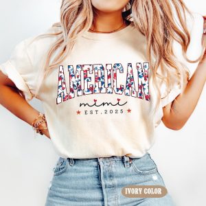 American Mimi T-Shirt, 4th Of July Tee, Fourth Of July Patriotic Nana Apparel, Independence Day Grandma Gift Idea, Fourth Of July Shirt
