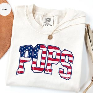 American Pops T-Shirt, Patriotic Grandpa Tee, Father's Day for Papa, Matching Family 4th July Gift Fireworks Celebration USA Flag Grandfather Club