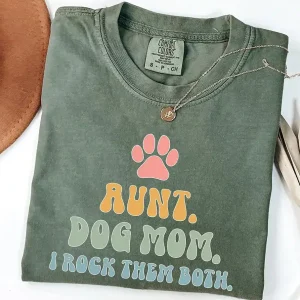 Aunt and Dog Mom Comfort Colors Shirt, Comfort Colors Dog Lover Aunt, Dog Mom and Auntie Shirt, Dog Lover Auntie T-Shirt
