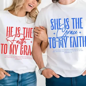 Christian Couple T-shirt, Matching T-shirts for Him & Her, Cozy Couples Apparel, Gift for Christian Partners, Gospel Shirt