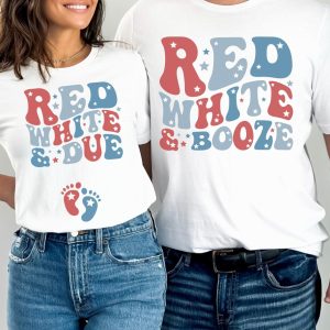 Couples 4th of July Pregnancy Announcement Shirts Matching Fourth of July Baby Reveal T-Shirt Independence Day Baby Shower Gender Reveal