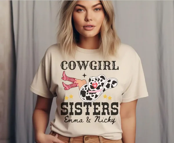 Cowgirl Sisters Shirts – Custom Country Western Matching Tees for Sister Cowboy Nashville Girls Trip Rodeo Country Concerts gifts 3 gm optimized