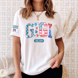 Custom 4th of July Gigi T-Shirt, Custom Gigi Shirt with Kids Names, Patriotic 4th of July Tee Shirt for Independence Day, Gigi EST Gifts