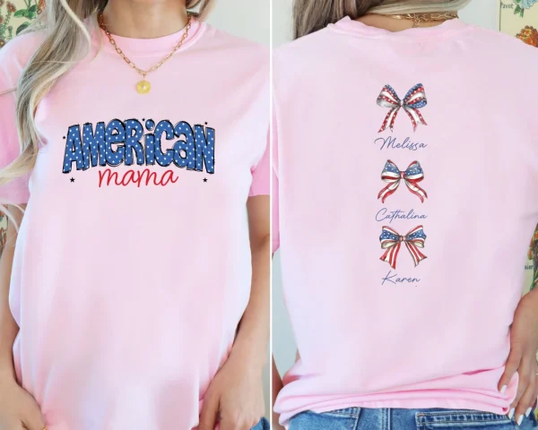 Custom American Mama Shirt with Names 2 1