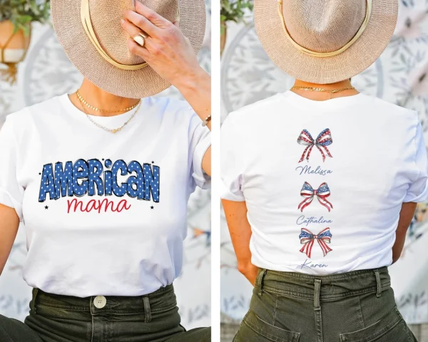 Custom American Mama Shirt with Names 3 1