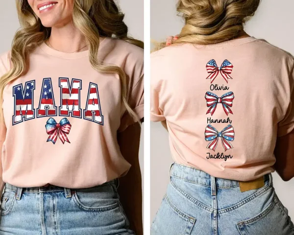 Custom American Mama Shirt with Names 3