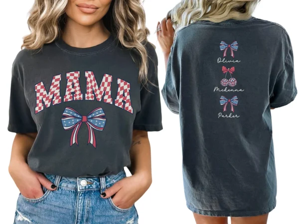 Custom American Mama Shirt with Names 6