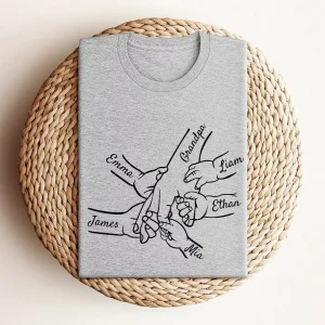 Custom Grandpa and Kids Hand With Names T-Shirt, Funny Granddad Shirt, Gift for Grandpa, Father's Day Gift, Grandpa Gift, Grandfather to Be Gift