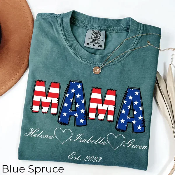 Custom MAMA Shirt with Kids Names and Year 3