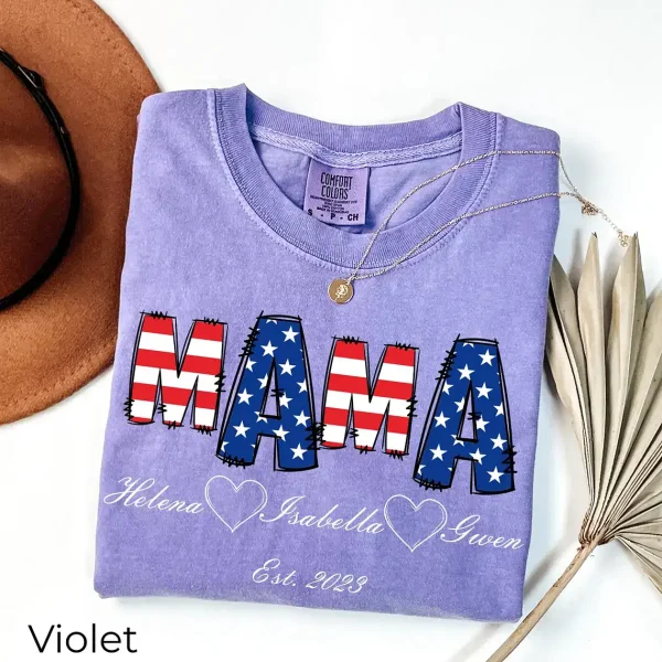 Custom MAMA Shirt with Kids Names and Year 4