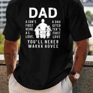 DAD Men's Inspirational Black T-Shirt - Short Sleeve, Casual Summer Top with Heartfelt Father's Day Message Print, Father Youngsters Apparel Crew Neck T-Shirt