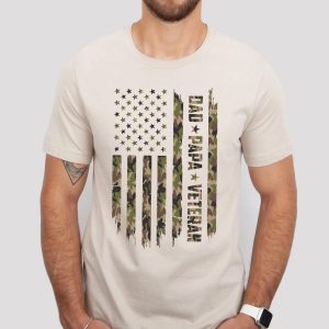Dad Papa Veteran T-Shirt, Patriotic Military Dad T-Shirt, Veteran Grandpa Gift, Father's Day Tee for Him, US Flag Army Dad Tee, Hero Gift