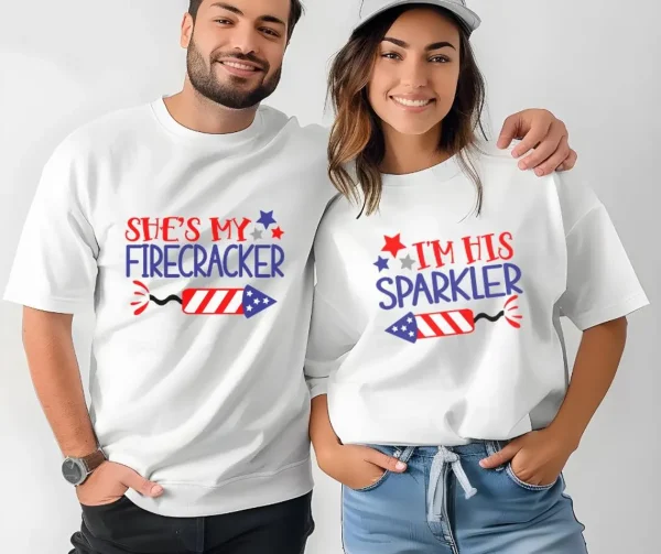 Firecracker Couples 4th of July Shirts 2