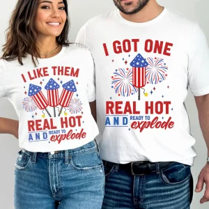 Funny Couples Matching 4th of July Shirts – Adult Humor Independence Day Tees – Memorial Day Shirts for Couples