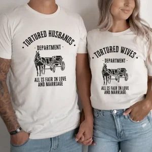 Funny Couples Shirt, Tortured Husband Wife Department Couples T-Shirts, Husband And Wife Couples Trip Tees, Anniversary Gifts For Couples
