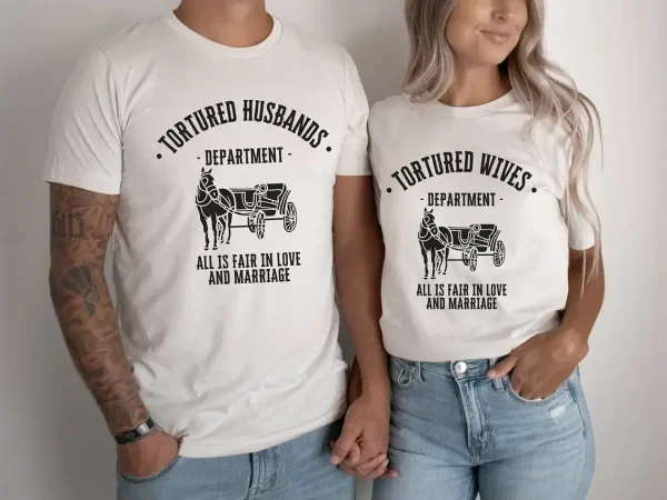 Funny Couples Shirt Tortured Husband Wife Department Couples Tshirts 2